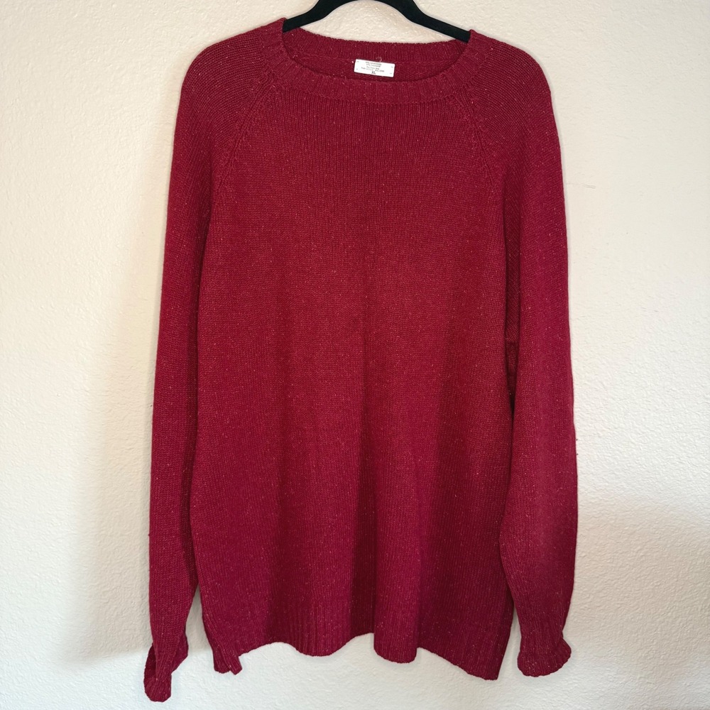 Vintage Heritage Mens XL‎ Lambswool Cashmere Blend Red Knit Sweater Minimalist